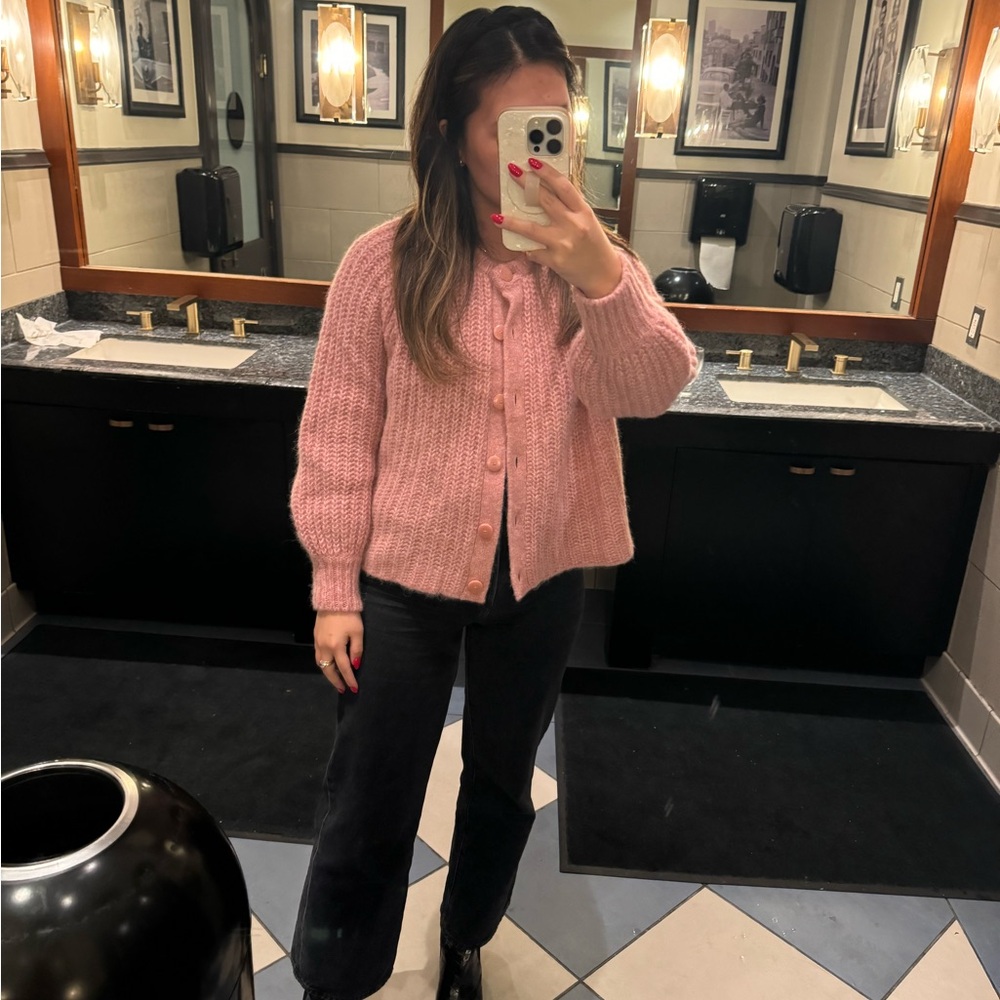 Sezane Mottled Pink Emile Cardigan